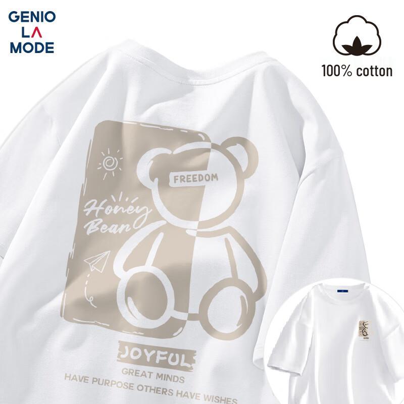 GENIOLAMODE Men's Cotton Bear Print T-Shirt