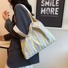 Striped shoulder bag women's casual portable vest bag large capacity canvas women's bag