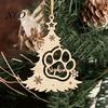 Lightweight Wood Hanging Decor Christmas Tree Pendant with Paw Print, Hollow Engraved Natural Craft Ornaments Ornament, Rustic Style for Holiday Party