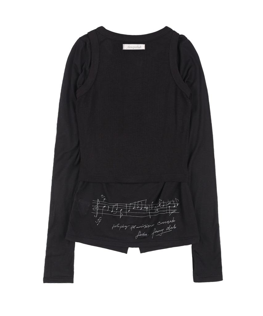 FANCY CLUB Three-Way Button Layered Long Sleeve (Black)_F25Qb079