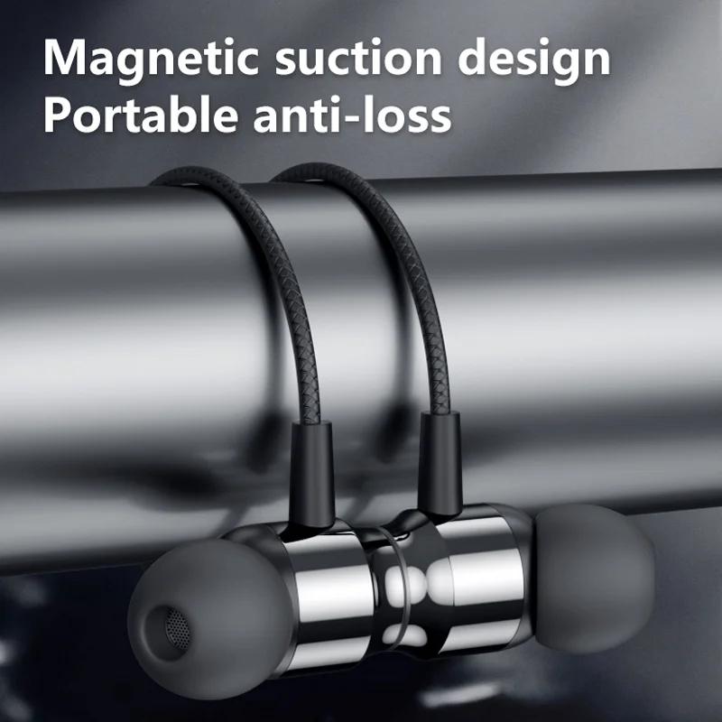 Kovová magnetická drátová sluchátka s redukcí šumu Herní sluchátka s 3,5 mm L Jack stereofonní sluchátka HIFI s HD mikrofonem pro všechny smartphony