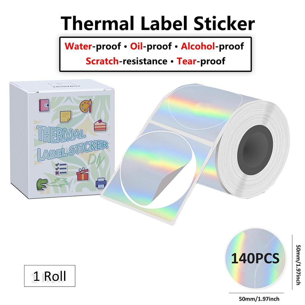 2 Inch Circle Thermal Sticker Labels Laser/Transparent Self Adhesive Round Direct Thermal Labels