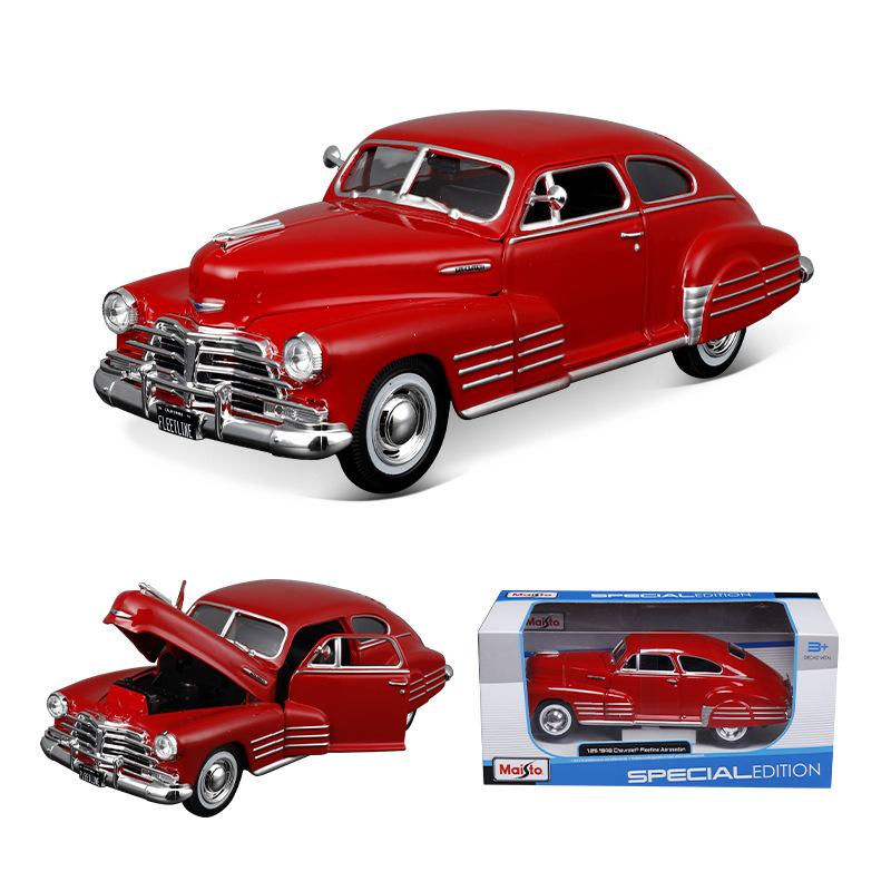 Maisto 1948 Chevrolet Fleetline Aerosedan Diecast Modell 1:Maßstab 24 Klassisches Vintage-Auto Hellgrün Retro Sammlerstück Ausstellungsspielzeug