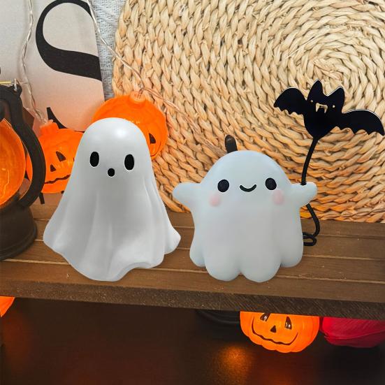 Halloweenská figurka ducha Mini roztomilý duch Netopýr Srdce Socha Pryskyřice Stolní ozdoby pro Domov Kancelář Stolní dekorace