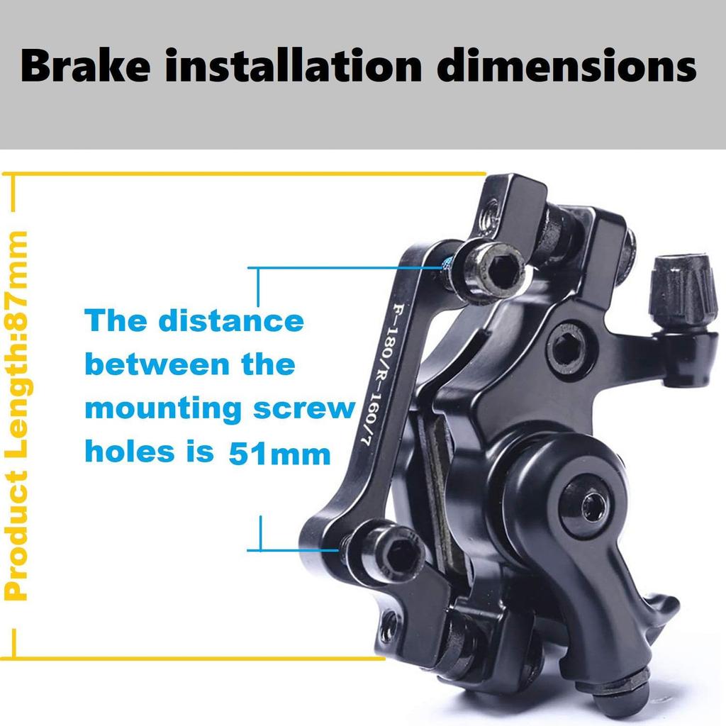 Bike Disc Brake Kit, 2pcs 160mm Stainless Steel Rotors, Calipers, Lever & Cables for Front & Rear
