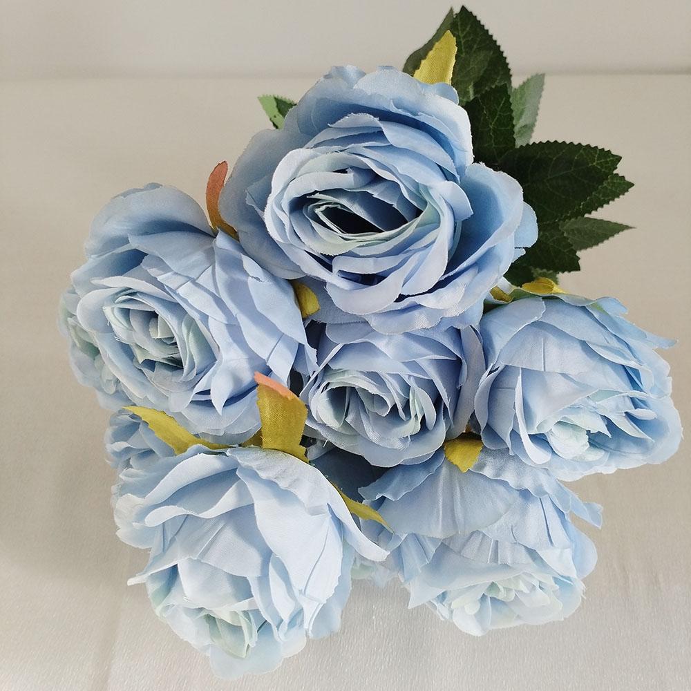 9 Forks Silk Rose Artificial Flower Bouquet For Wedding,Home Decor,Valentine's Day Gift, Room Table Decor,Scenery Decor