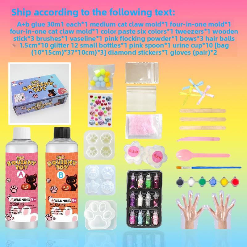 DIY Taba Squishy Kit Set Liquid Gel, Liquid Silicone Squishy Making Kit Perfect Kawaii Taba Squishy Cat Claw Cartoon Characters