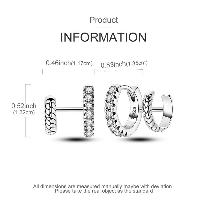 Silver 925 Heart CZ Cubic Zircon Round Daisy Flower Trio Stud Earrings for Women Silver S925 Original Fashion Jewelry