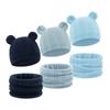 Reversible Infant Winter Hat Neck Warmer Combo Stretchy Cotton Blend 2 in 1 Baby Beanies Scarf Set for 8 to 36 Month Olds