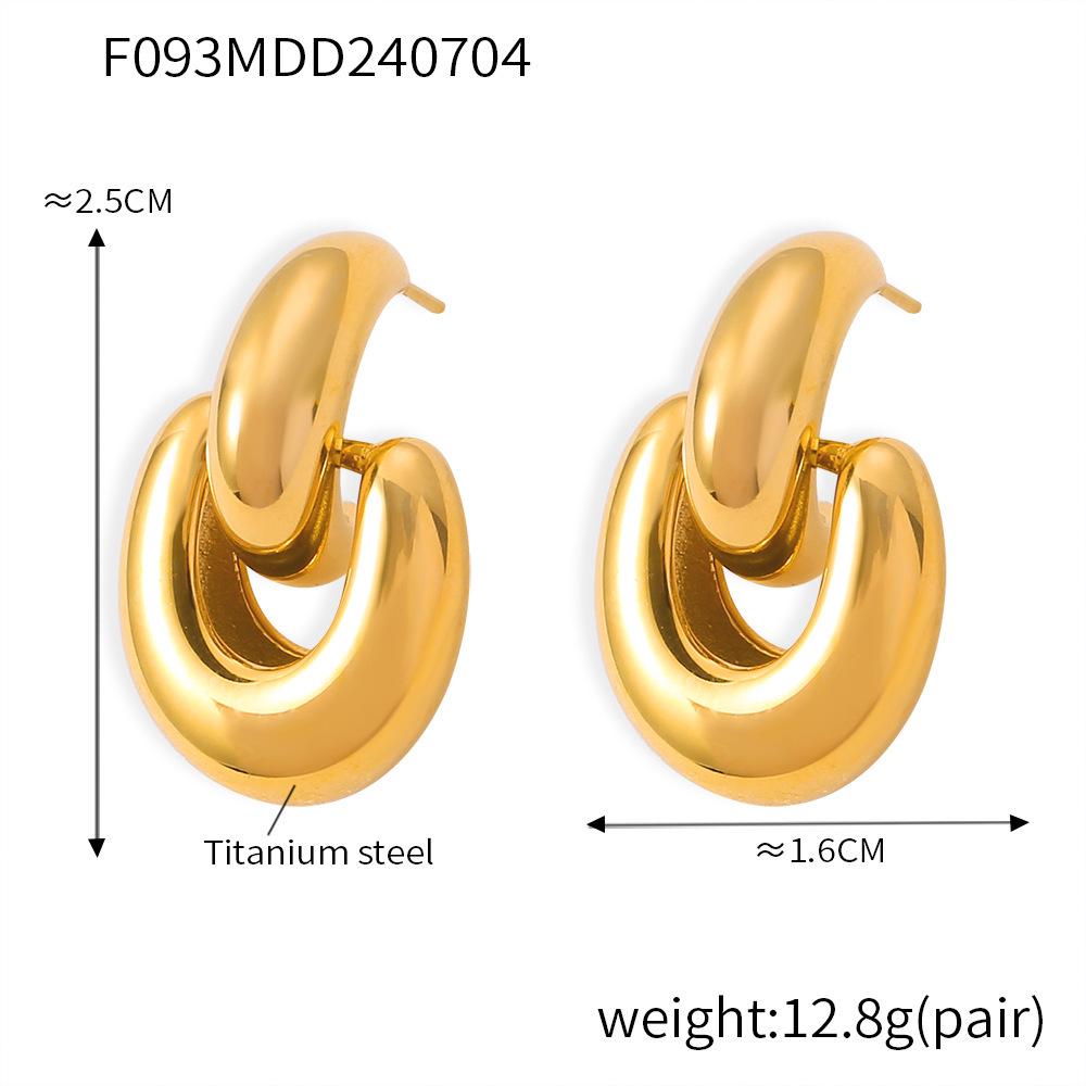 18k Gold Plated Geometric Korean Style Titanium Earrings – Trendy Women s Jewelry