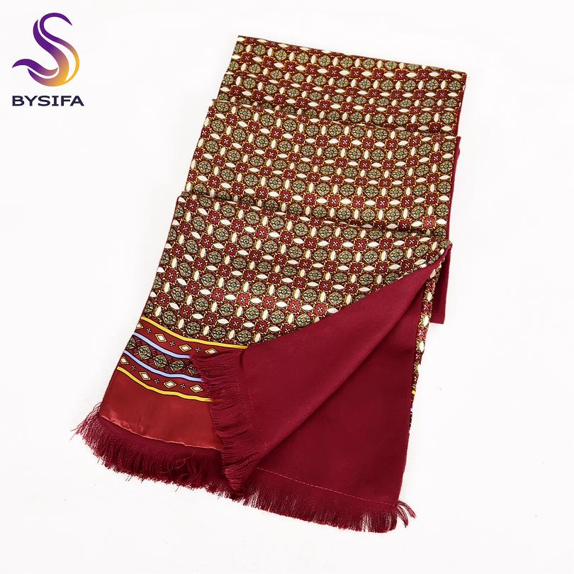 [BYSIFA] Winter Men Warm Scarves Thicken Fashion Luxury 100% Silk Male Business Long Scarf Cravat Navy Blue Neck Scarf 165*24cm