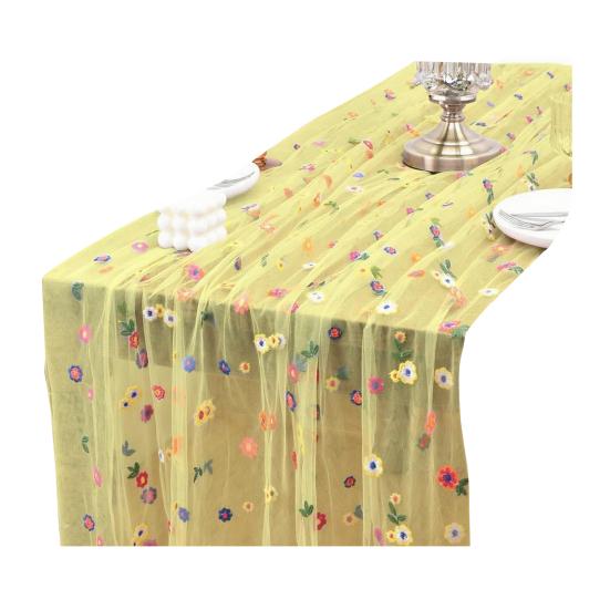 

Вышитая Цветочная Скатерть-дорожка Весенняя Летняя Цветочная Скатерть-дорожка 6 футов Тюлевая Скатерть-дорожка для Дома Вечеринки Праздника Свадебного Украшения 30x180cm