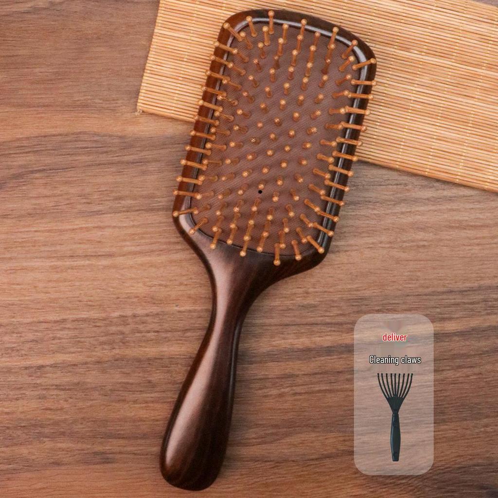 Natural Gold Sandalwood Air Cushion Hair Comb - Wooden Scalp Massage & Outdoor Gift Box