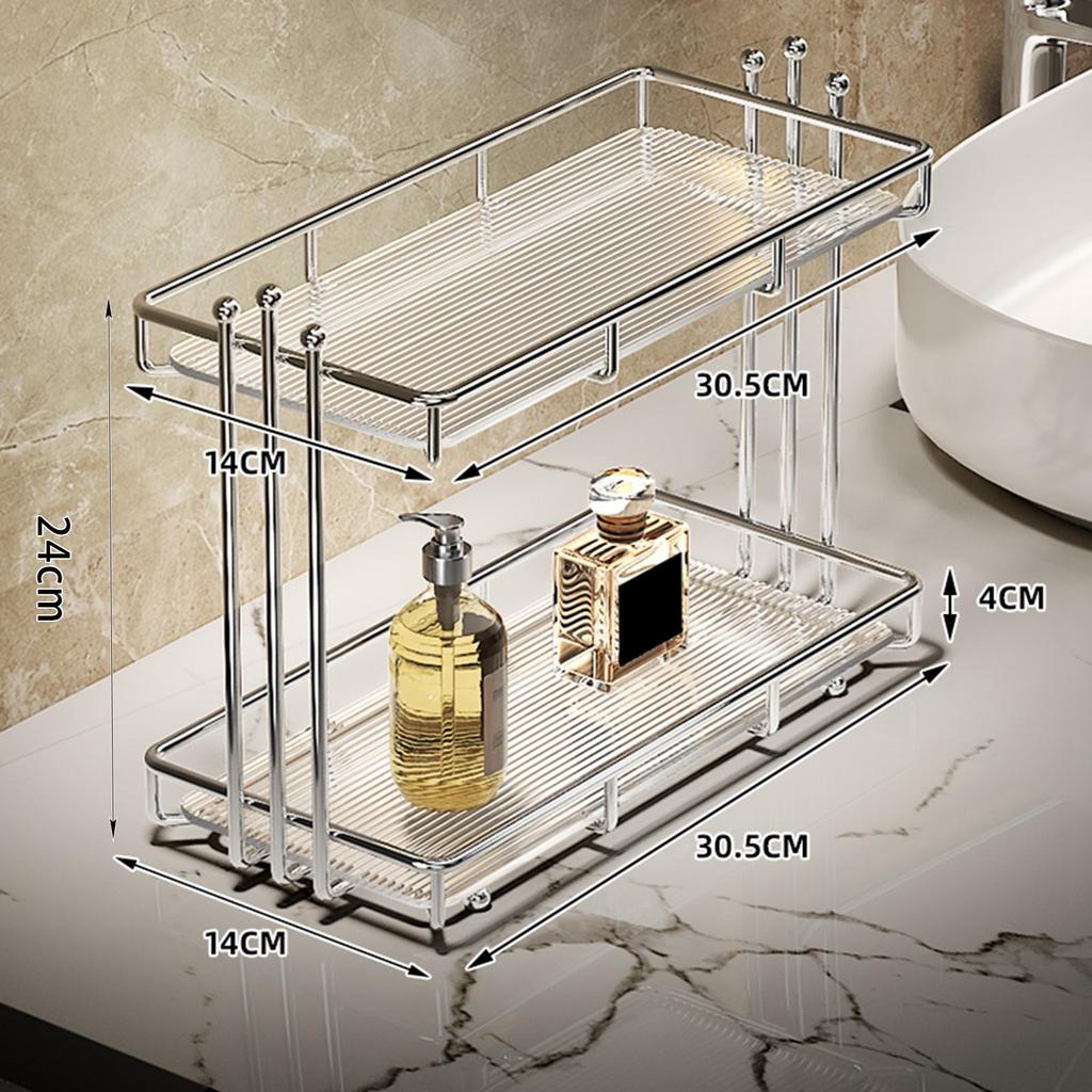 2 Layer Bathroom Countertop Organizer Multifunctional Rack ,Durable Desktop Cosmetic Storage Shelf