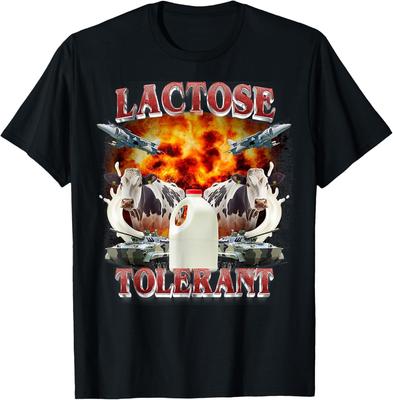 YUZBHOME Lactose Tolerant Funny Trending Meme T-Shirt