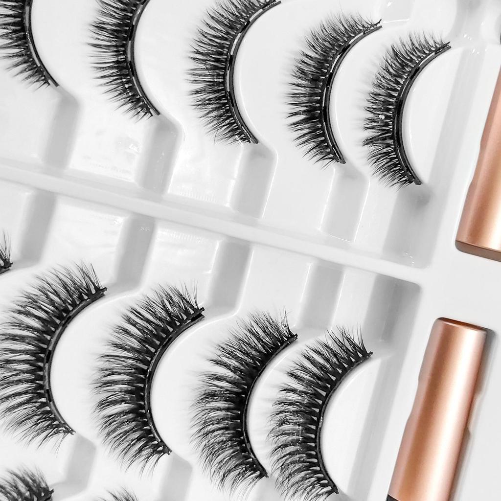 Magnetic Eyelash Curling Set with Glue-Free False Lashes - 10 Pairs Mixed