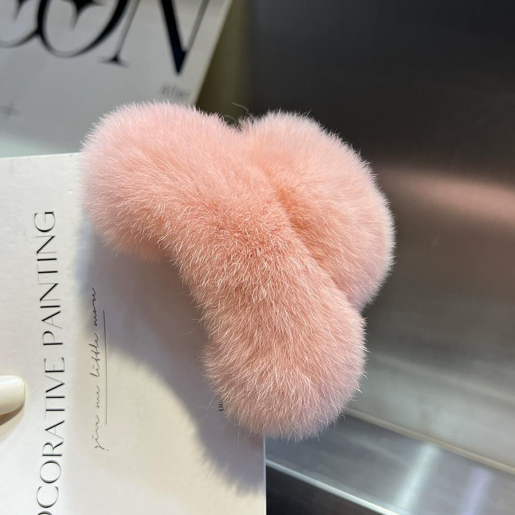 Real Rex Rabbit Hair Small Grab Clip Female Autumn and Winter Hairy Back Head Disc Claw Internet Celebrity Shark Clip Headgear Hairpin