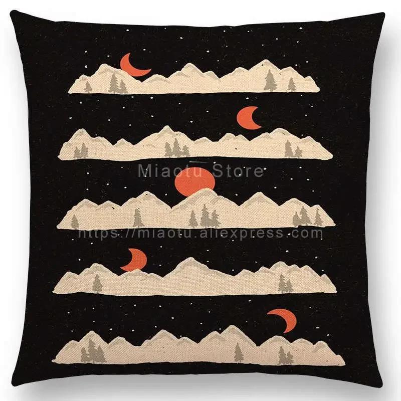 Neueste Kissenbezug Tiere im Wald Tag und Nacht Berge Sonne Mond Erkundung Camping Fuchs Wolf Kissenbezug