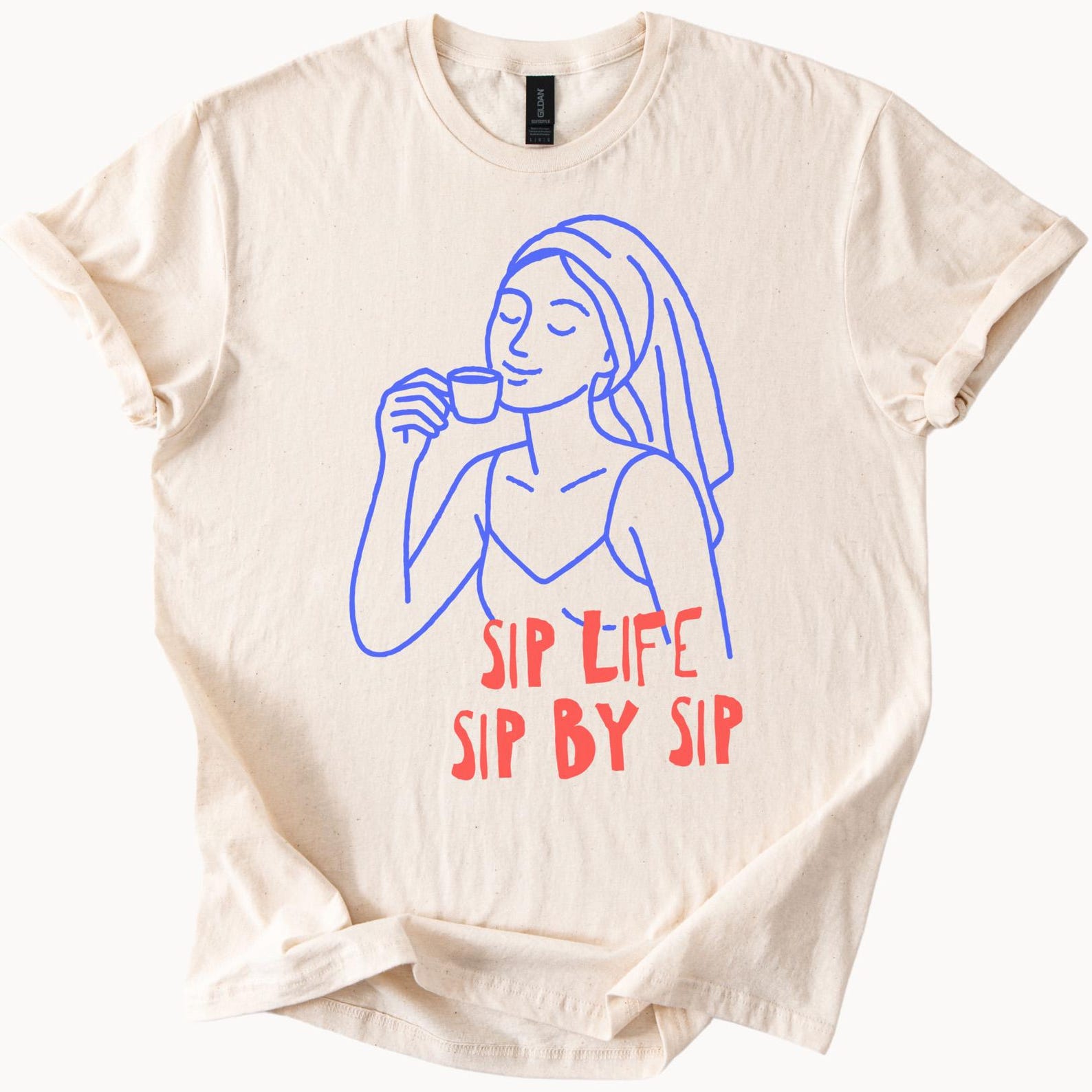 Bride Drinking Coffee Line Art Graphic Tee Sip Life Sip By Sip Fun Bridal Shower Shirt Wedding Party Gift Graphic T Shirt 100