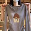 Printed short long-sleeved T-shirt women's season slim-fitting versatile bottoming shirt collar top
