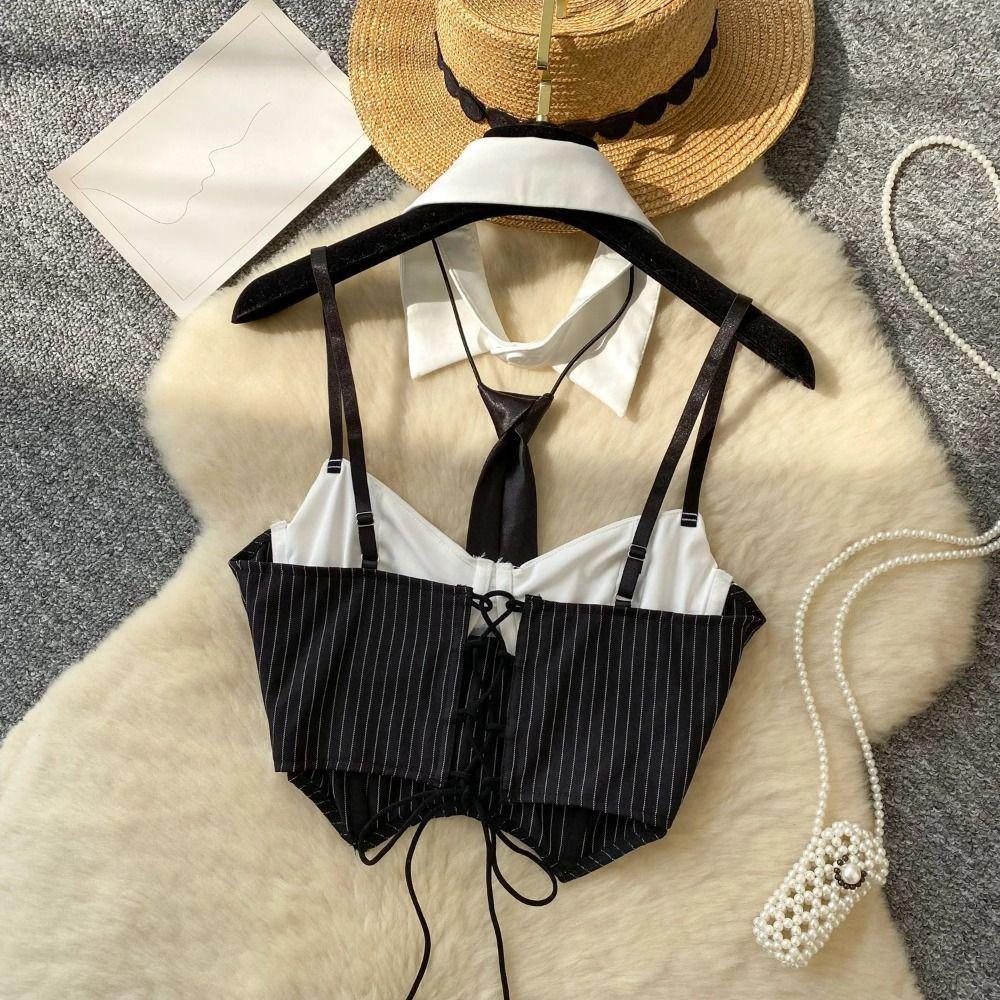 Hollow Out Halter Top Polyester Crop Top Vest Trendy Crop Vest Gift for Her