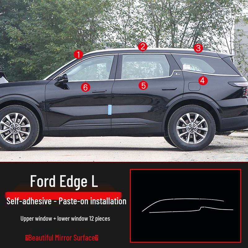 

Black Warrior Stainless Steel Window Trim for 2023-24 Edge L - Door & Side Mirror Trim
