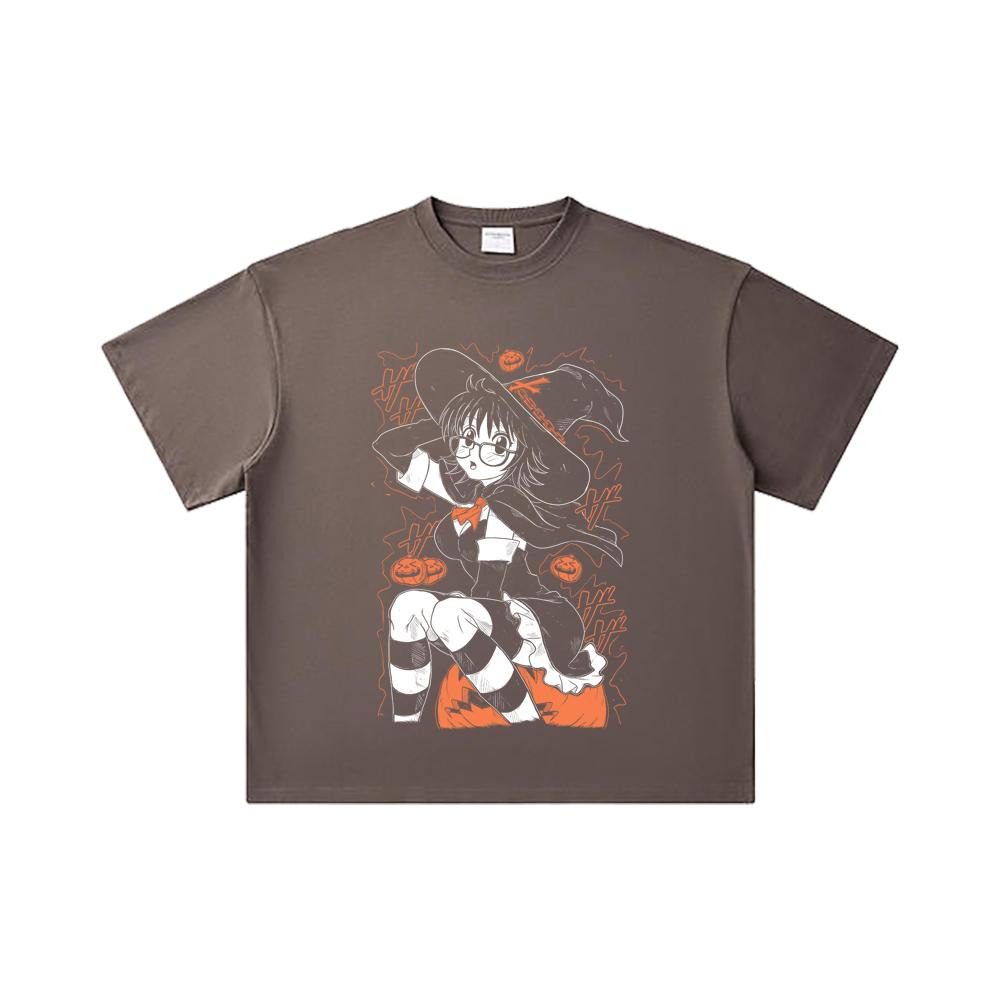 260 GSM Double Yarn 32 Count 100% Cotton HXH V11 Shizuku Halloween Print Unisex Heavy Cotton T Shirt