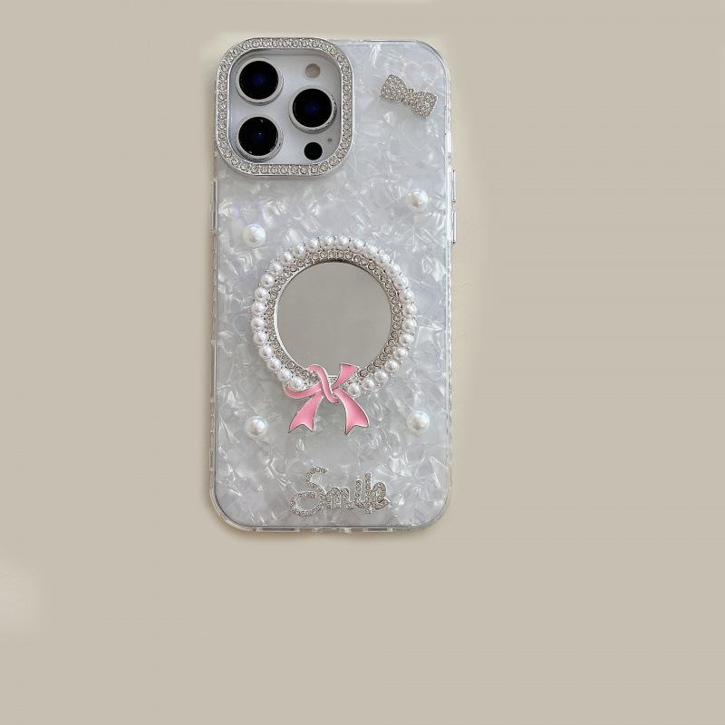

Pearl Bowtie Butterfly Mirror Case for iPhone 17 Pro Max 15/16 iPhone 12 Pro