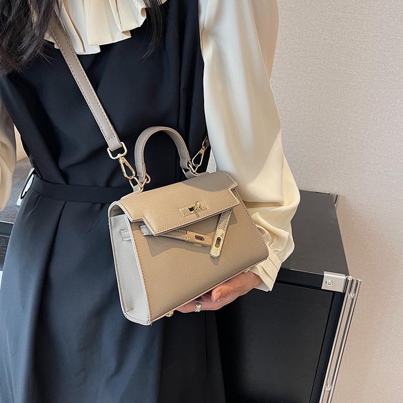 Hand-held small bag women's new trendy fashion European and American lock buckle square kelly bag one-shoulder crossbody bag handbag