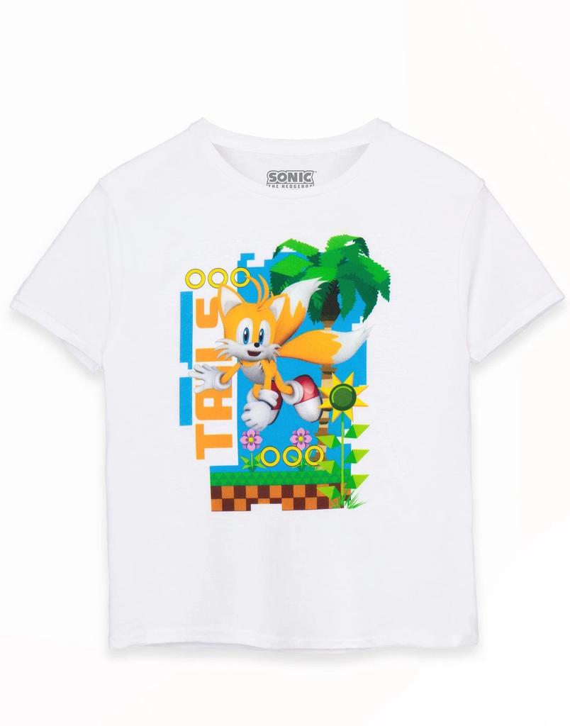 Sonic the Hedgehog White Tails Short Sleeved 100% Cotton T-shirt Mens Tees Top Unisex Kids