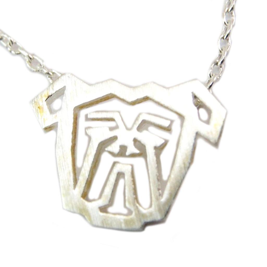 7bis [P5832] - Stříbrný náhrdelník 'Origami' (buldok) ručně vyrobený - 15x10 mm