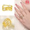 Gold Plated Ring Water Ripple Effect Vintage White Zircon Gemstone Ring Authentic Copper Valentines Fine Gift Women Jewellery Ring