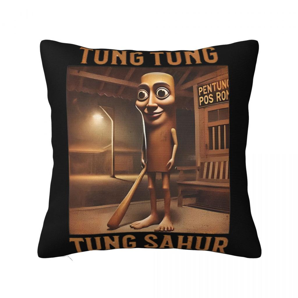 Tung Tung Tung Sahur Square Pillow Case Italian Brainrot Meme Cushion Covers Fashion Decorative Pillowcover for Seat 18
