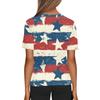 Women's T Shirt Tee Independence Day Print Button Short Sleeve Daily Weekend Fashion Basic V-Neck Regular Top