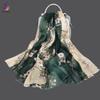 BYSIFA| Pink 100% Natural Silk Scarf Bufanda Women Elegant Chinese Style Peony Design Summer Long Scarves Beach Shawl Accessory