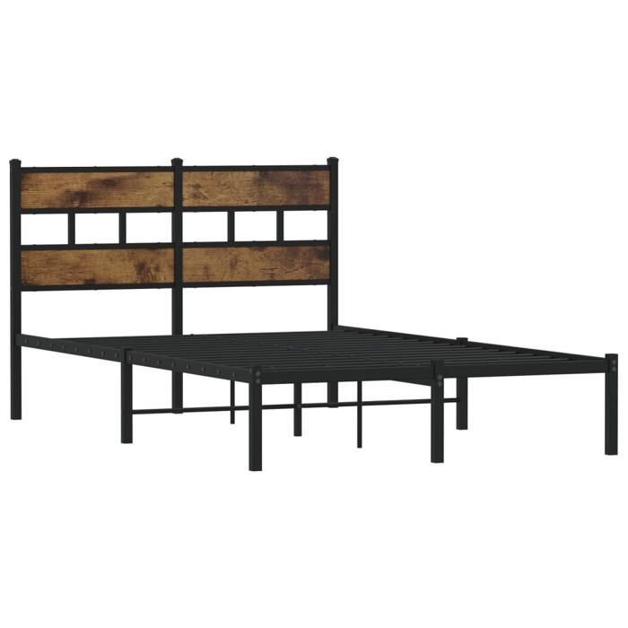 VidaXL Metal Bed Frames Without Mattress Smoked Oak 120x190 Cm 4017050