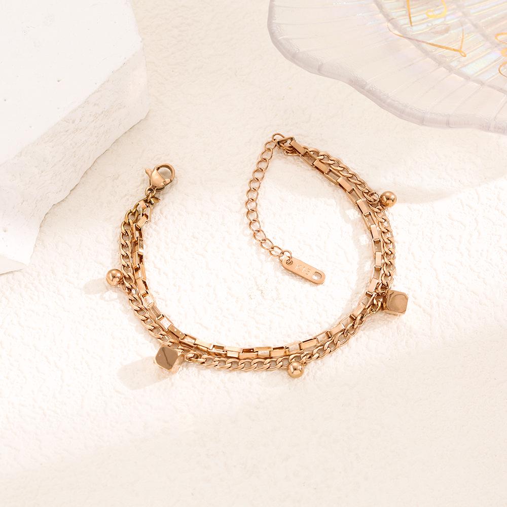 Colorfast Korean-Japanese Titanium Steel Women's Bracelet - Versatile, Fashionable Hand Jewelry.