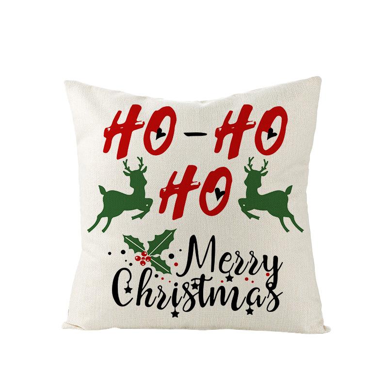 Christmas Pillow Cover Christmas Pillow Polyester Cartoon Print Holiday Home Sofa Cushion Cover