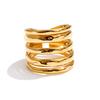 Yhpup Size 7.5 Stainless Steel Layered Wide Open Ring 18K Gold Color PVD Plated Geometric Charm Finger Fashion Jewelry Wholesale