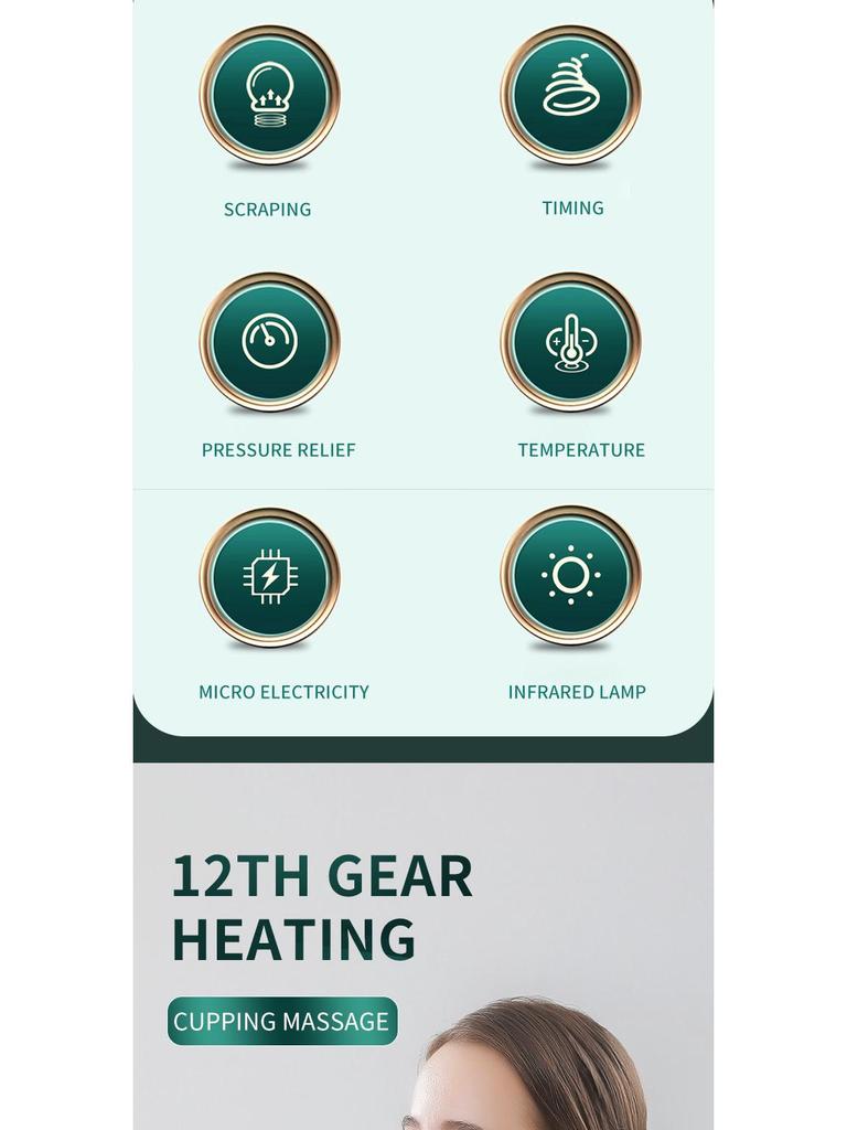 Electric Scraping & Cupping Device with Massage, Meridian Dredging, Hot Compress, and Suction Therapy.