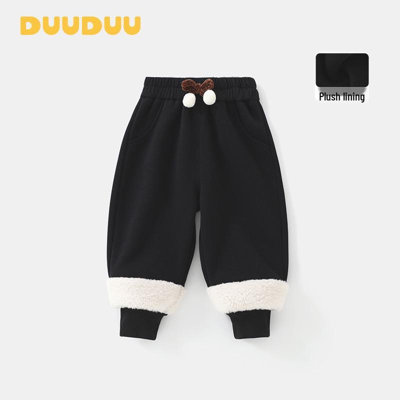 DUUDUU 2025 Korean Style Fleece-Lined Thick Warm Sweatpants for Kids Girls 90 cm