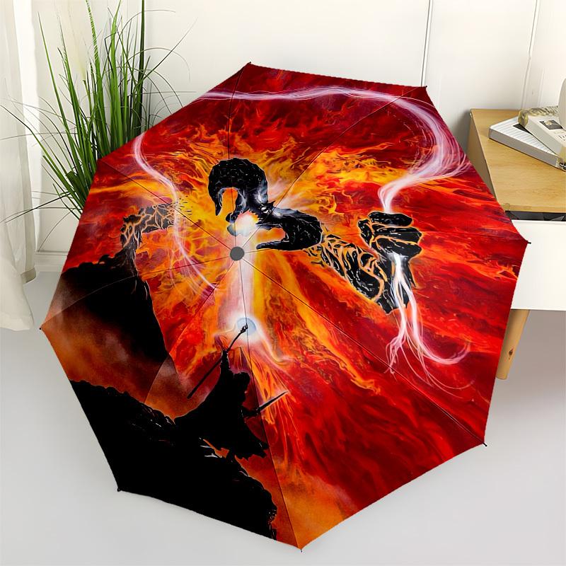 1pc Dragon vs Wizard: Epic Battle Umbrella with Plastic Handle,Suitable for All Seasons Travel Outdoor Multi-functional UmbrellaDCS278