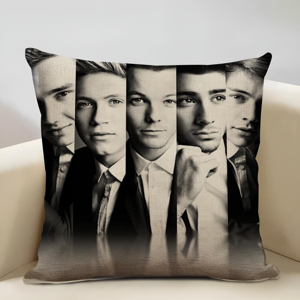 One D-D-Direction Album Cushion  Household Decoration Linen Sofa Cushion Cover: Skin-Friendly & Breathable with Invisible Zipper