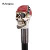 White Resin Red Hat Skull Head Walking Cane Fashion Decorative Steel Stick Gentleman Elegant Cosplay Cane Knob Crosier 93cm