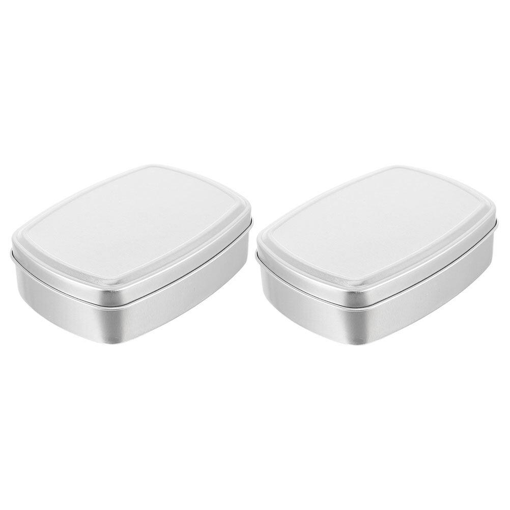 2Pcs Aluminum Soap Boxes Metal Containers Portable Soap Dishes Travel Case Sets Bathroom Products Household Merchandises Storage