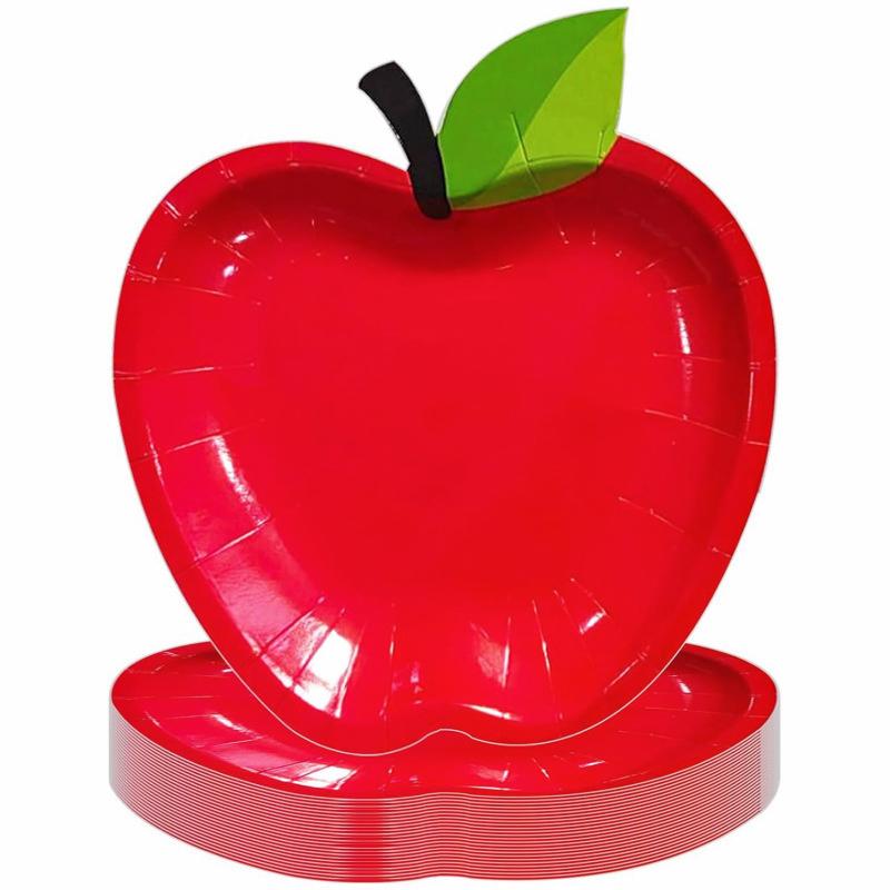 10PCS/Set Paper Plates Family Gatherings Party Supplies Funny Disposable Plates Portable Apple Shape Cute 16x18cm