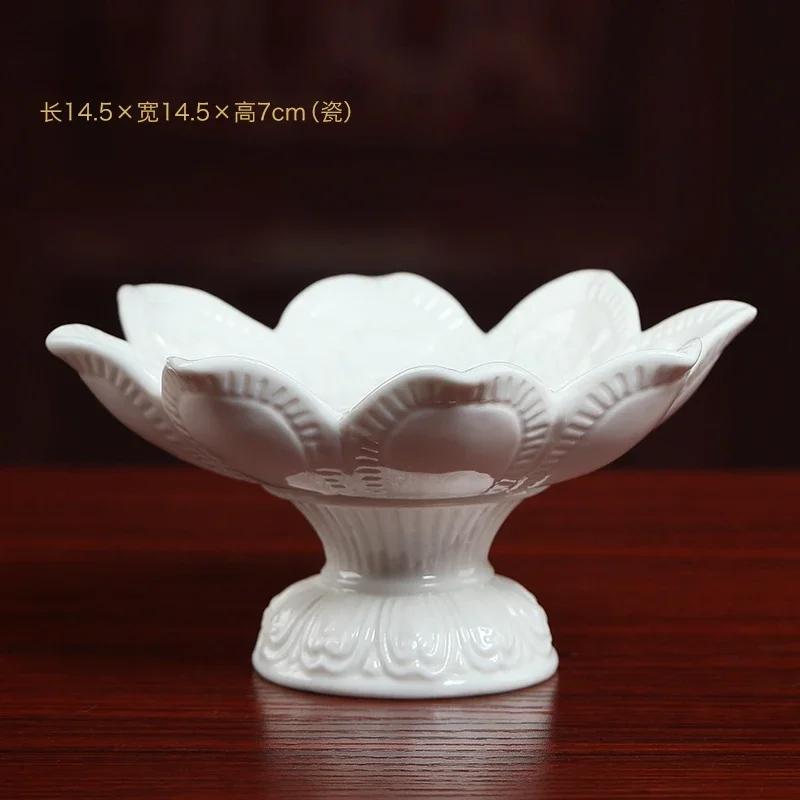 1PCS Ceramic Fruit Plate Ornament Household Buddha Hall Offering Plate Buddha Utensils and Supplies