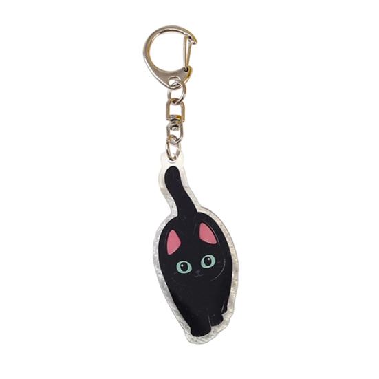 2D Flat Acrylic Cat Charm Keychain Pendant Black Cat Hanging