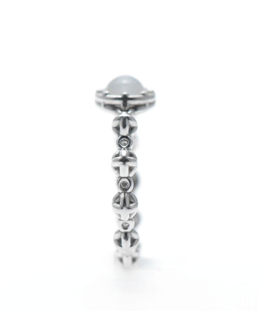 Vivus Round Gemstone White Gold Silver Moonstone Ring