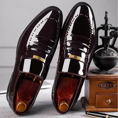 Herrenschuhe aus Lackleder, Slipper, Oxfords für Männer, Hochzeitsfeier, Büro, Arbeitsschuhe, Übergröße, klassischer Business-Casual-Modeschuh